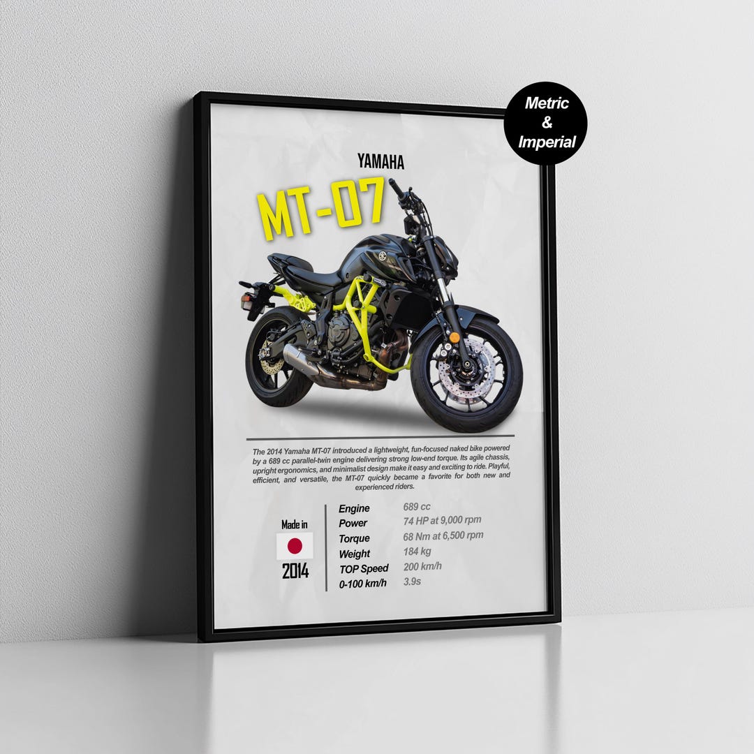 Yamaha MT-07 Poster | Naked Motorcycle Wall Art | MT07 Digital Download ...