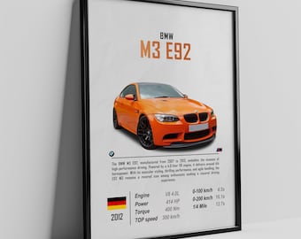 BMW M3 E92 Poster: Car Enthusiast Wall Art (Digital Download)