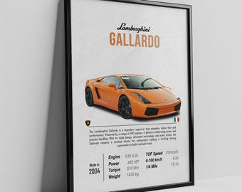 Plakat Lamborghini Gallardo: Supercar Wall Art (do pobrania w wersji cyfrowej)