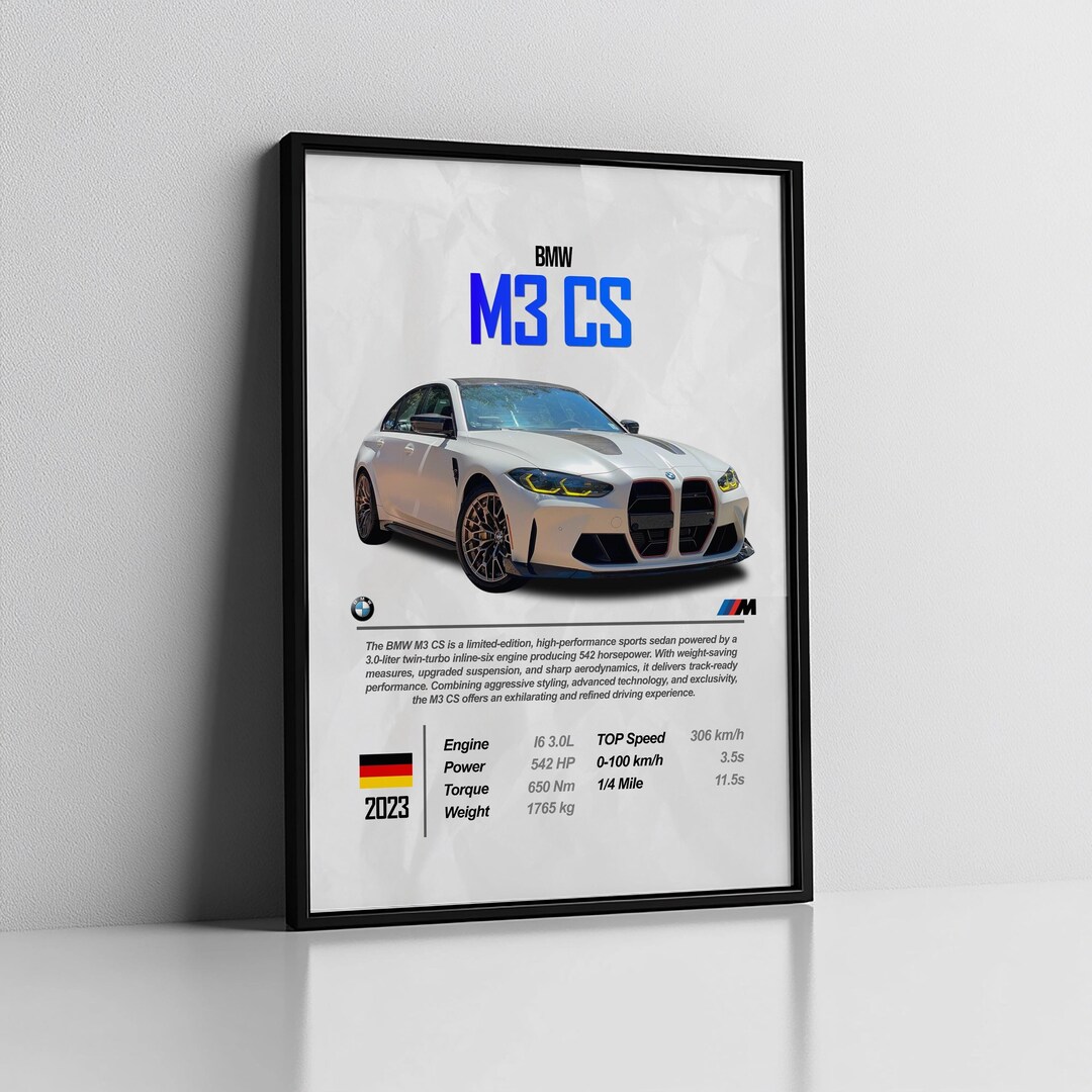 BMW M3 CS Poster: Car Enthusiast Wall Art (digital Download) - Etsy