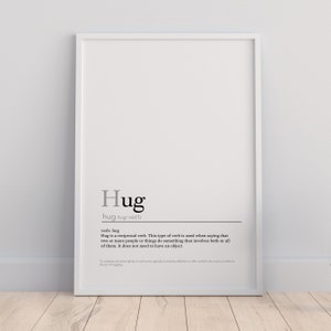 Hug definition printable | inspiring definition | word definition wall art | minimalist poster | home decor wall art | digital download