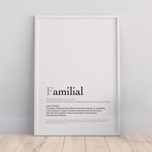 Familial  definition printable/ inspiring definition | word definition wall art | minimalist poster | home decor wall art | digital download
