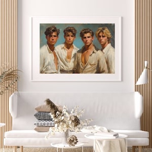 Poster of a 1950&#39;s Oil Painting of a Group of Handsome Young Men (10)