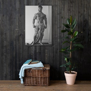 Canvas Of An Asian Bodybuilder Black and White (1)