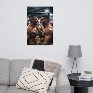 Poster Photo of Two Arabian Bodybuilders Meeting in the Gym
