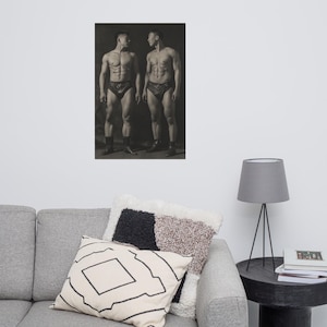 Vintage Sepia Poster of Asian Wrestlers