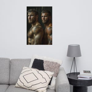 Poster Photo of a Hunky Muddy Rugby Couple