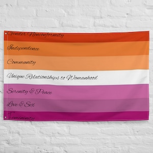 Creative Lesbian Pride Flag With &quot;Know Your Flag&quot; Details (3ft x 5ft) (36in x 60in)