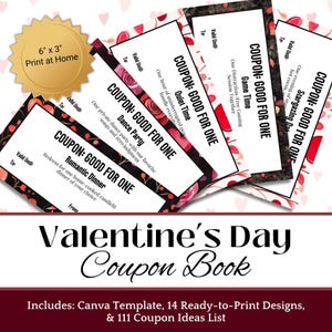 Valentines Day Coupon Book CANVA TEMPLATE Printable Couples Coupon Book Digital Download Valentine Day Personalized Gift for Her DIY Craft