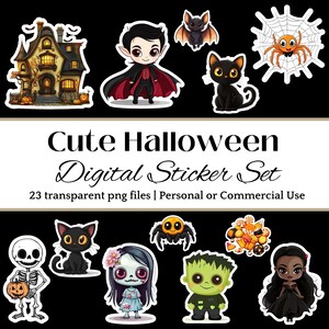 かわいいハロウィンステッカー（子供用）印刷可能 教室で使えるご褒美 先生用クリップアート 親子で楽しめるハロウィン工作 学校パーティー DIY