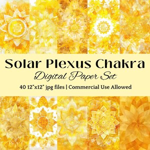Solar Plexus Chakra DIGITALES PAPIER für Heilige Geometrie Kunst, Personal Power Journals, Gelbes Energie Decor, Healing Yoga Studio Hintergrund JPG