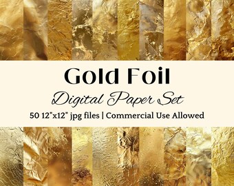 Gold Metallic Texture Digital Paper: Luxury Wallpaper Background (12x12" JPG Digital Download)