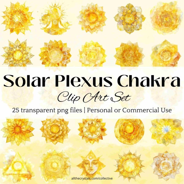 Solar Plexus Chakra CLIP ART SET | Chakra Balance, Holistic Wellness, Energy Centers | Commercial Use