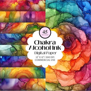 Chakra Alkoholbläck DIGITALT PAPPER Chakradesign för hantverk Scrapbookpapper Utskrivbart andligt mönster för gör-det-själv-inbjudan Chakraplanerare