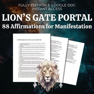 Lion's Gate Affirmation GOOGLE DOC for Resale Lion Gate PLR Affirmation Lion Gate Manifestation Course Resale Lion Gate 88 Portal Manifest