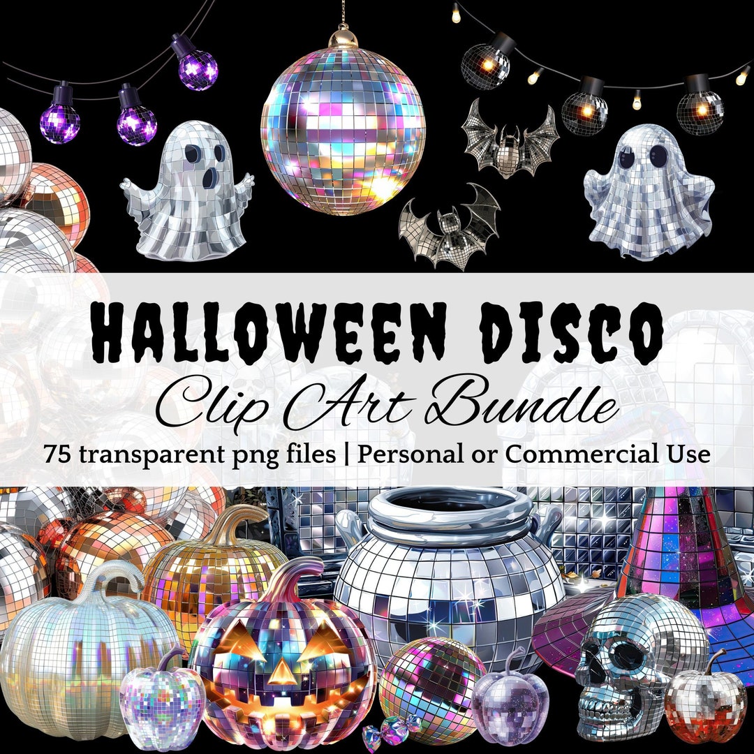Halloween Disco CLIP ART Instant Download Groovy Halloween Party 