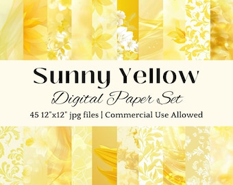Gelbes Digitalpapier zum sofortigen Download, Zitronengelber Hintergrund, Hellgelbes Schreibwarendesign, Chiffongelbe Heimdekoration, Gelbes Kartenpapier zum Selbermachen