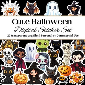 Cute Halloween Scrapbook STICKERS DIGITAL Halloween Craft Sticker DIY Card Printable Craft Supplies for Scrapbook Page Halloween Ephemera