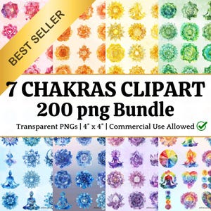BUNDLE 7 Chakras CLIP ART Set Holistic Energy Healer Clipart Marketing diy Commercial Use Chakra Balance png Chakra Graphics Rainbow Clipart