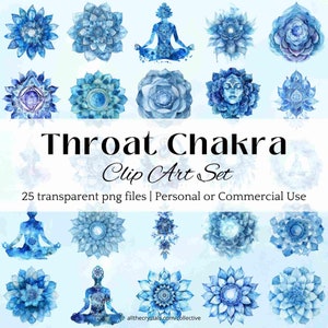 Halschakra CLIPART PNG Set für Kommunikation Journals, Blaues Energie Symbol, Stimmheilung Grafik, Reiki Design, spirituelle Ausdruckskunst