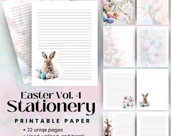 Easter Bunny Stationery: Watercolor Floral Writing Paper (PDF)