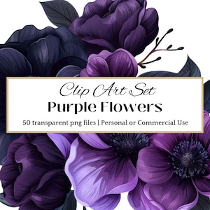Dark Romance Clipart Purple Rose PNG Gothic Purple Printable Purple Rose Design Purple Rose Sticker Purple Peony Bouquet Purple Flower Invit
