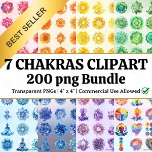 7 chakran Clipart PNG-paket | Chakrasymbolfil Mandala Andlig Healing Ikoner