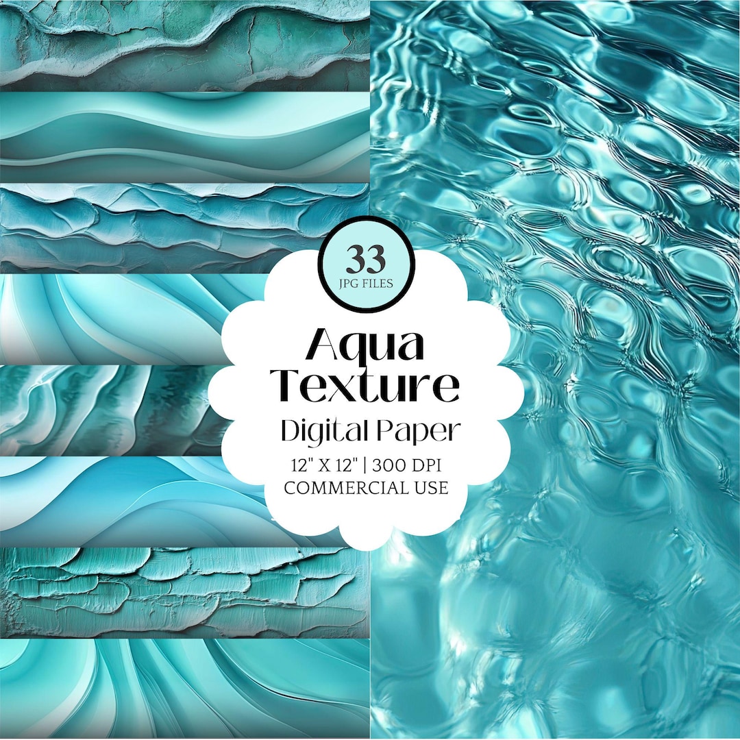 Aqua DIGITAL PAPER Ocean Wave Texture Turquoise Water Pattern Beach ...