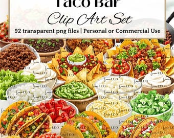 Taco CLIP ART Food Images for Taco Truck Branding Mexican Restaurant Menu Food Truck Graphics & Custom Marketing Taco Printable Food Sign