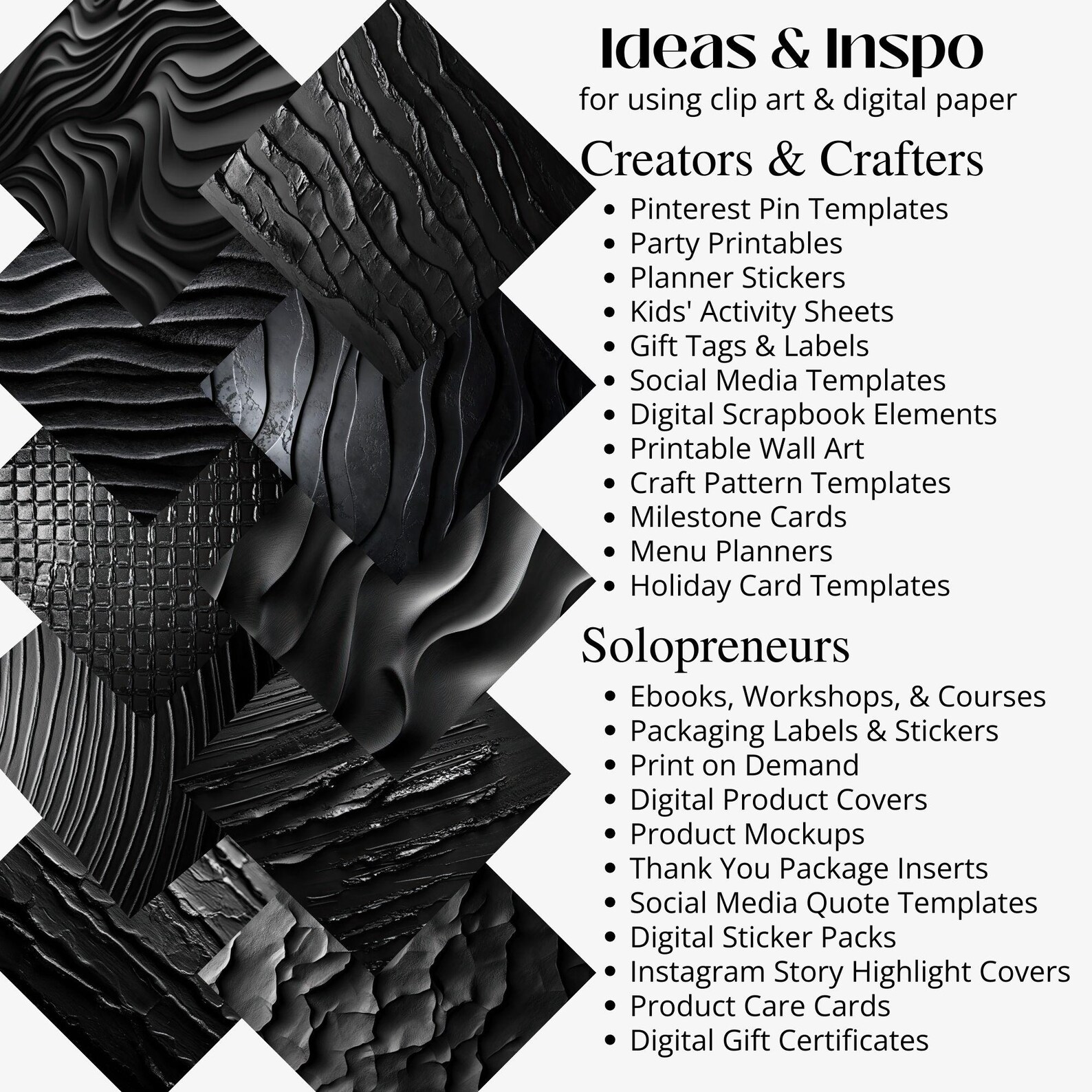 Black Textured DIGITAL PAPER Printable Textured Black Paper for Product