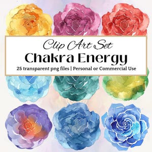 Conjunto de imágenes prediseñadas de energía de chakras PNG para Reiki, yoga, marca espiritual, símbolos de meditación arcoíris, decoración imprimible, herramientas de diseño de sanación JPG