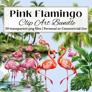 Pink Flamingo CLIP ART Tropical Flamingo Digital Download Flamingo Illustration Watercolor Flamingo Art Bird Theme Decor Flamingo Printable