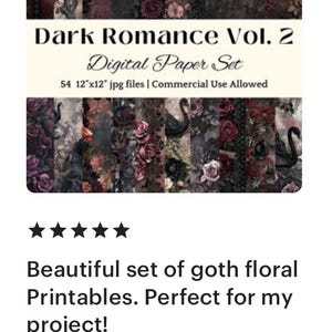 Victorian Gothic DIGITAL PAPER Dark Aesthetic Wall Art Goth Rose Home ...
