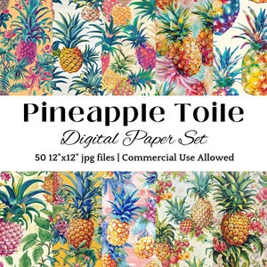 Ananas CARTA DIGITALE Toile Ananas Stagione Design Tema Tropicale Hawaii Island Wall Art Tropical Foliage Decor Sfondo Ananas Fai da Te
