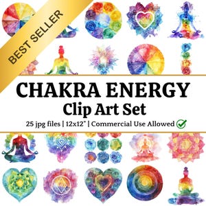 Imágenes prediseñadas de energía de chakras, uso comercial, tema de chakras, imágenes prediseñadas holísticas, logotipo de sanador energético, decoración del hogar, Reiki, arte de pared de chakras DIY
