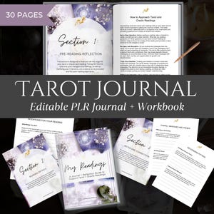 Journal de tarot d'auto-réflexion pour la croissance personnelle Suivi des lectures de tarot Journal spirituel pour la découverte de soi MODÈLE CANVA modifiable Tarot