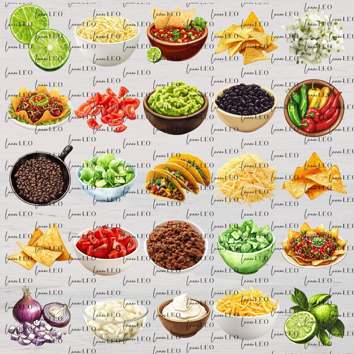 Taco Bar CLIP ART for Party Printable Taco Graphic for DIY Invitation ...
