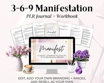 PLR Manifestation Journal Ebook Law of Attraction Canva Template Coaching Ebook Resell Rights Coaching Resource Personal Growth PLR Workbook