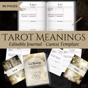 Significados del tarot PLANTILLA CANVA Cuaderno de trabajo para el aprendizaje personal y el desarrollo de la intuición Diario de tarot editable Guía para el autoaprendizaje Significado del oráculo