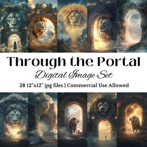 Lion’s Gate Portal – Mystical Lion Printable, 8 8 Portal, Fantasy Wall Art, Spiritual Decor, Shadow Work Scrapbook Images Instant Download
