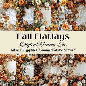 Herbst Flatlay DIGITALES PAPIER Herbst Hintergrund Herbst Hintergrundbild Herbstblätter Herbst Blatt Thema Herbst Scrapbook Herbst Ephemera Herbst Flach