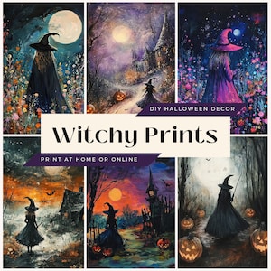 Printable Witch Images for Halloween Decor Frameable Spooky Witch Art Halloween Wall Decor Print Witch Home Decor Instant Download Halloween