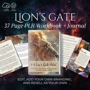 Lion's Gate ARBETSBOK för återförsäljning Lion Gate PLR-bekräftelse Lion Gate-manifestationsarbetsbok Lions Gate-bok Canva-mall Återförsäljning Lions Gate