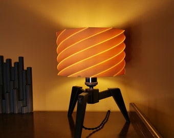 Statief tafellamp | Houten moderne lamp | Geometrische lamp | Houten lampenkap licht | Statief Bedlampje Industriële Tafellamp | Warmlichtlamp
