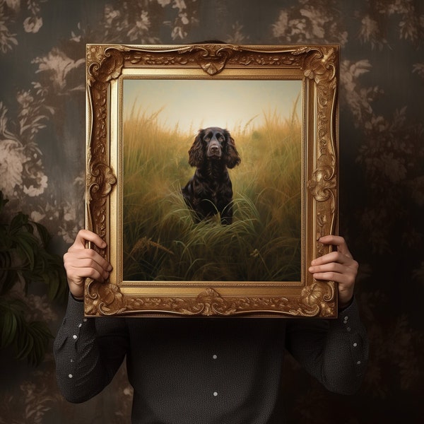 Vintage Boykin Spaniel Portrait Digital Download, Oil Painting Inspired Printed Art, Printable in 4 Sizes, with PDF Downloads