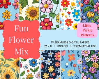 Floral Digital Paper: Seamless Flower Pattern for Crafts (12x12in JPEG)