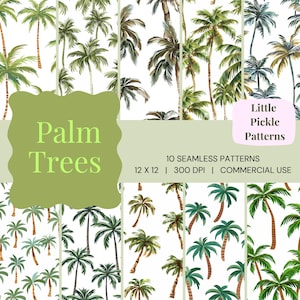 Digitalt papper med palmträd: Scrapbooking och hantverk (30 x 30 cm, 300 dpi)
