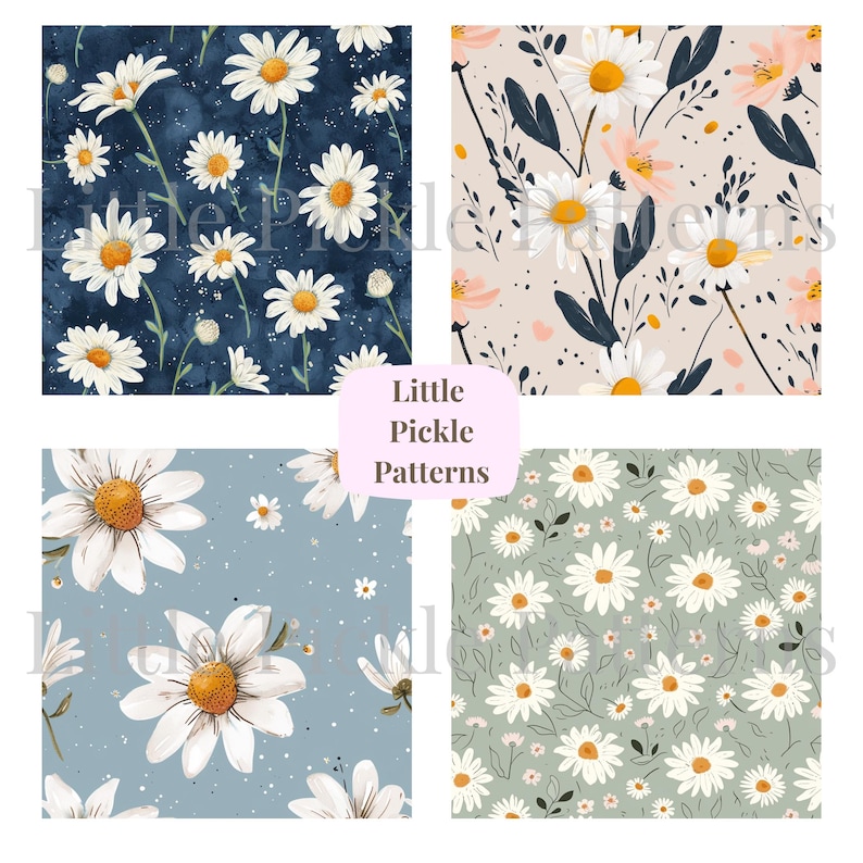 Daisy Flowers Digital Paper: Scrapbook Printable Backgrounds (12x12 ...