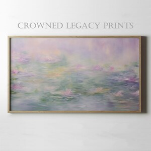 Lily Pond Painting, Colorful Painting, Water lily art, soft pink painting, nature painting, nature oil painting, Digital Art, TV Art