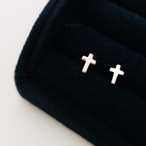 Tiny Sterling Silver Cross Stud Earrings: Simple Stacking Jewelry